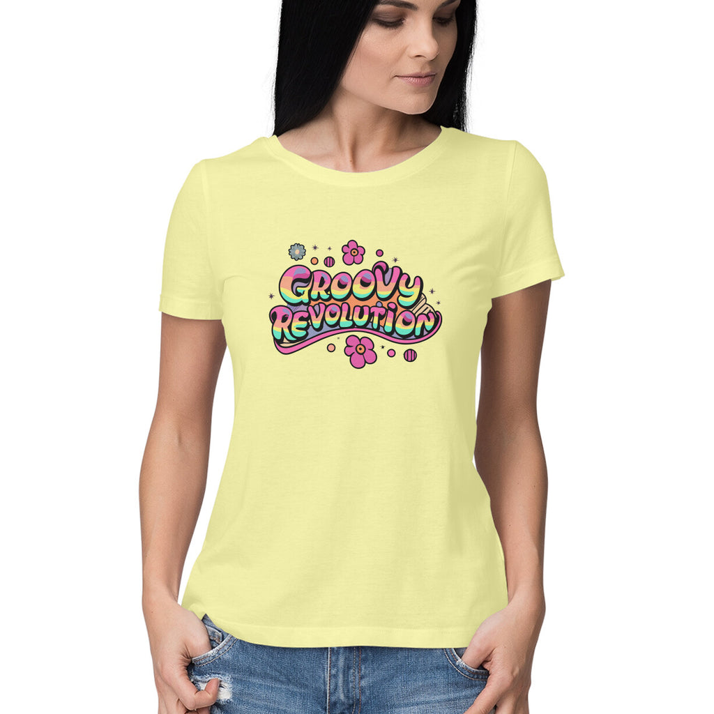 Women's Groovy Revolution Graphics Printed T-Shirt