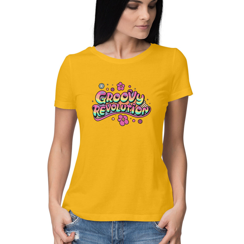 Women's Groovy Revolution Graphics Printed T-Shirt