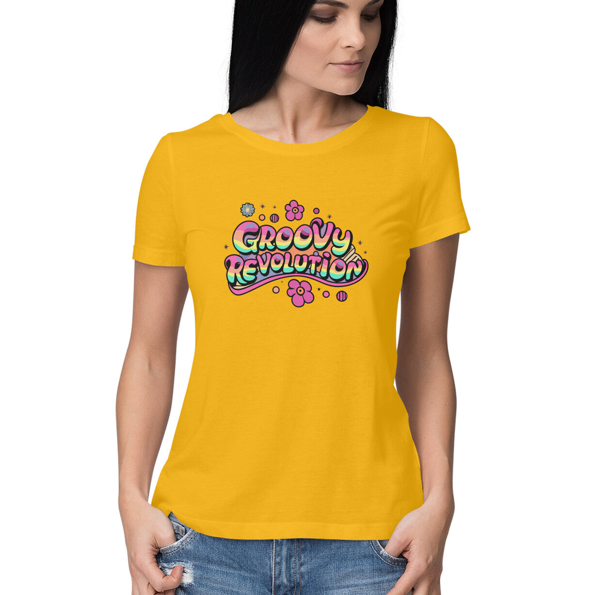 Women's Groovy Revolution Graphics Printed T-Shirt