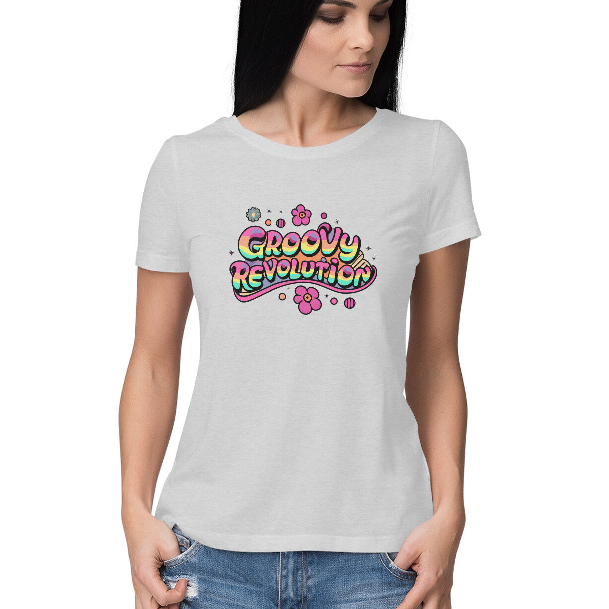 Women's Groovy Revolution Graphics Printed T-Shirt