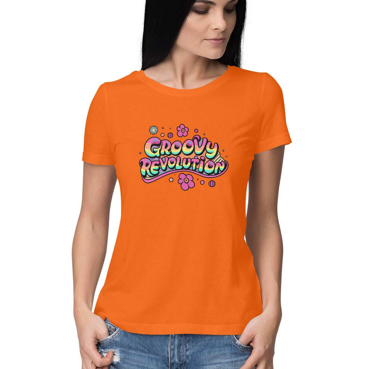 Women's Groovy Revolution Graphics Printed T-Shirt