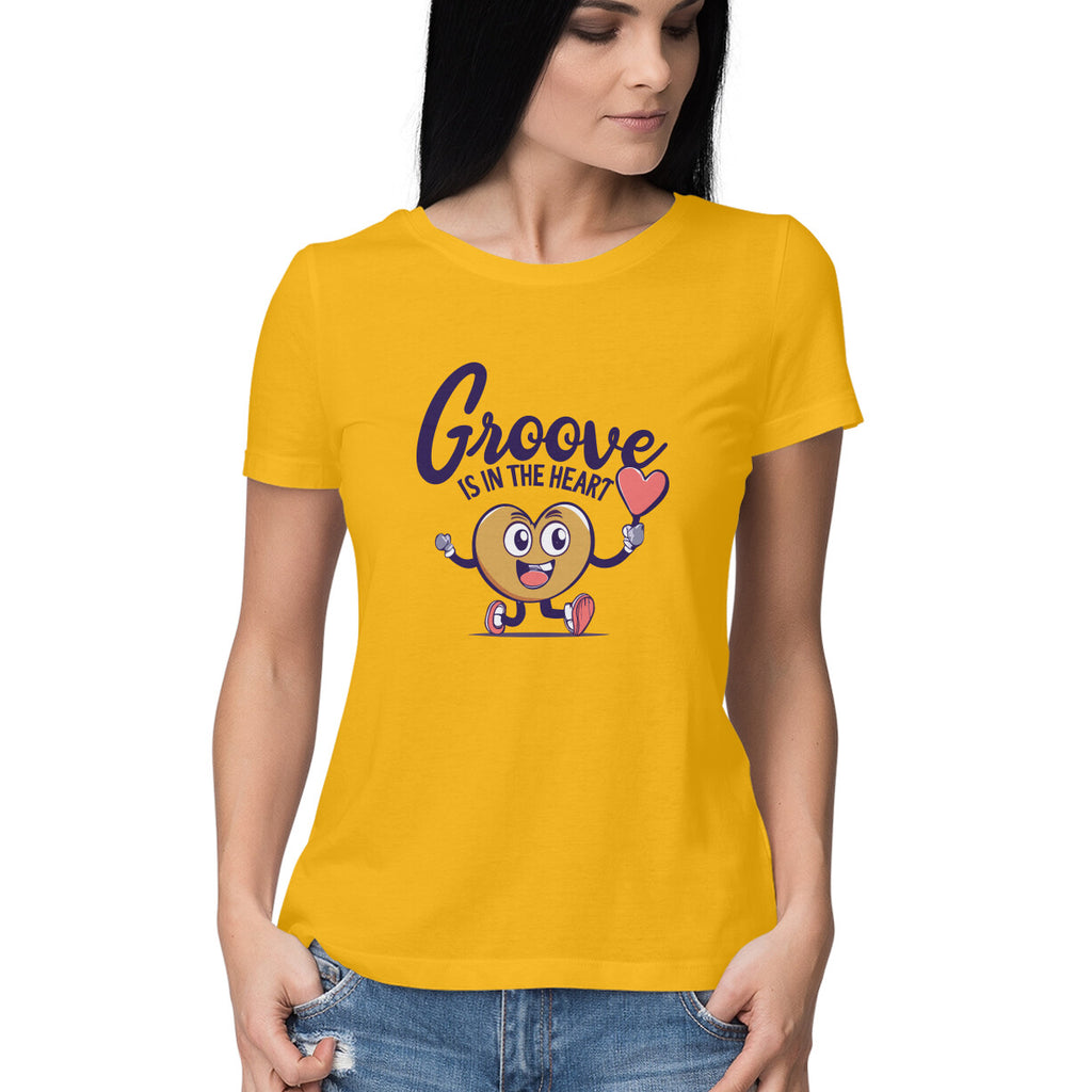 Women's Groove Is In The Heart Graphics Printed T-Shirt