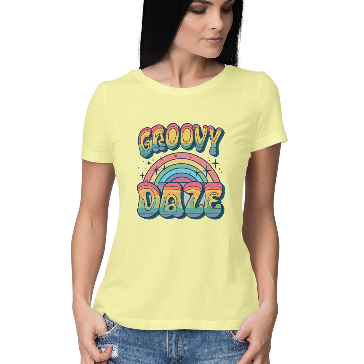 Women's Groovy Daze Graphics Printed T-Shirt