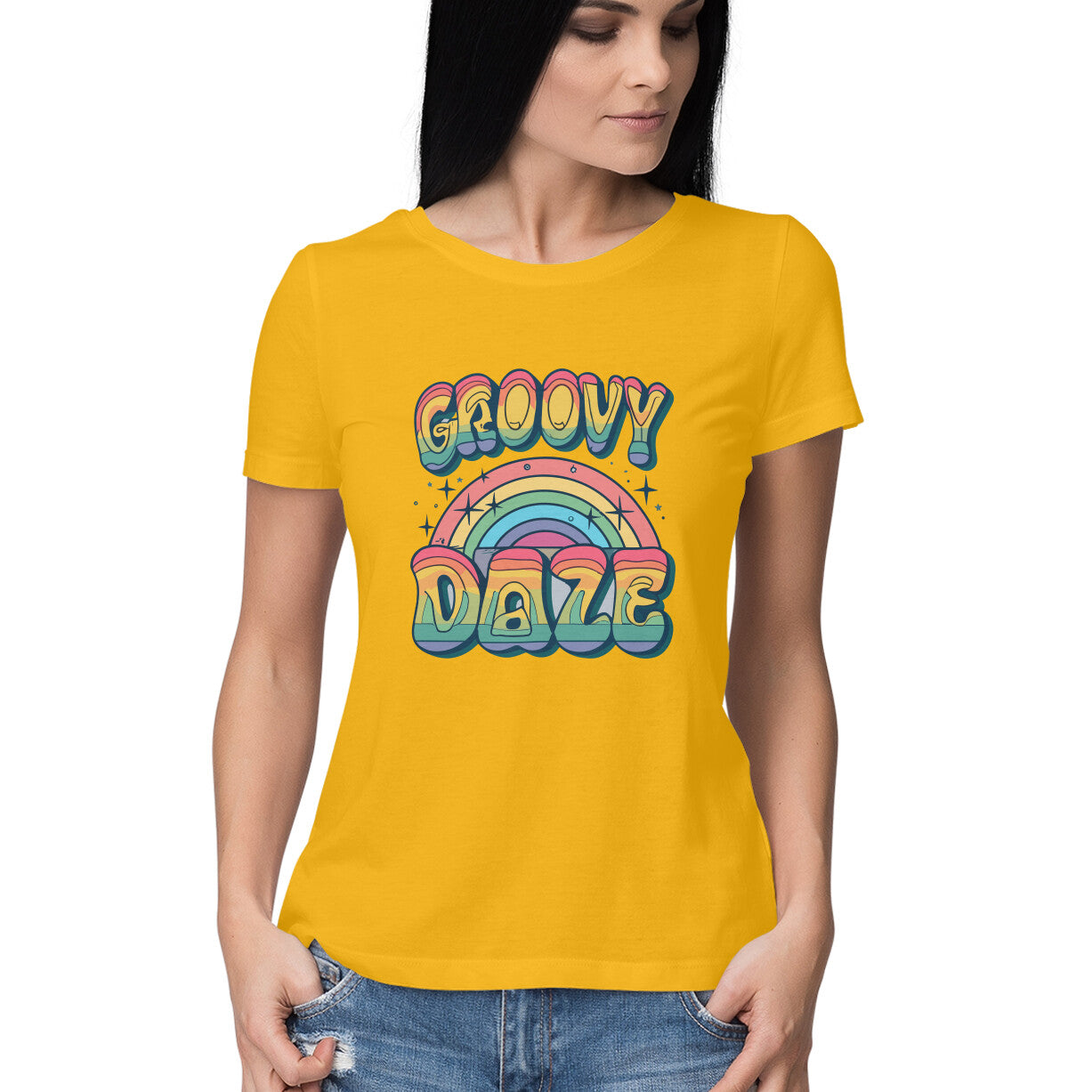 Women's Groovy Daze Graphics Printed T-Shirt Secondary image