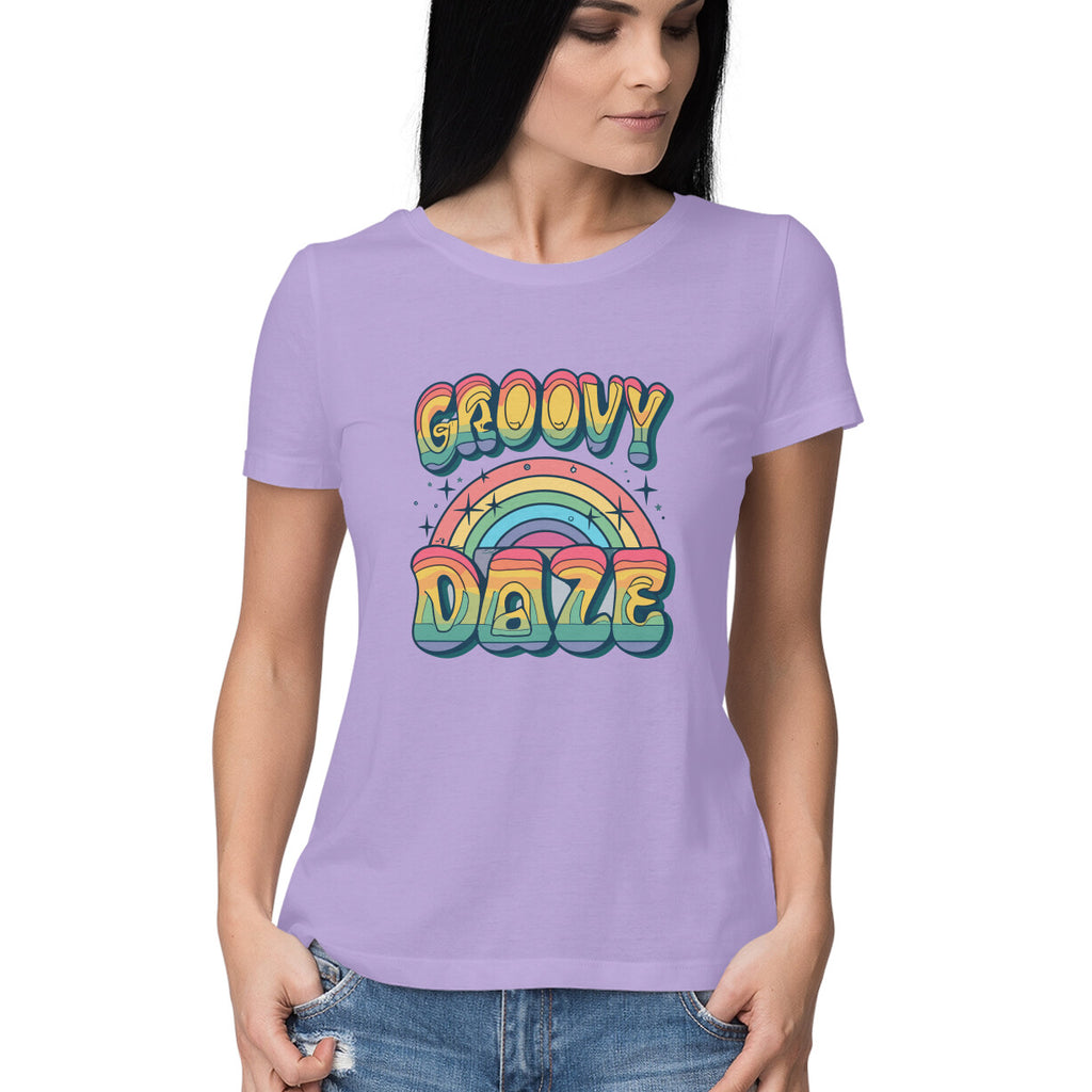 Women's Groovy Daze Graphics Printed T-Shirt