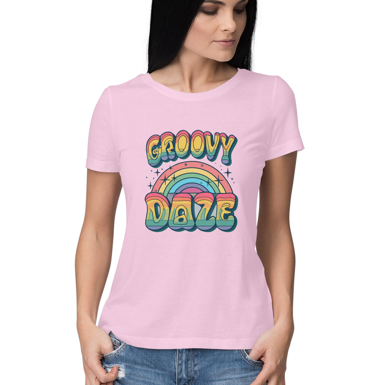 Women's Groovy Daze Graphics Printed T-Shirt