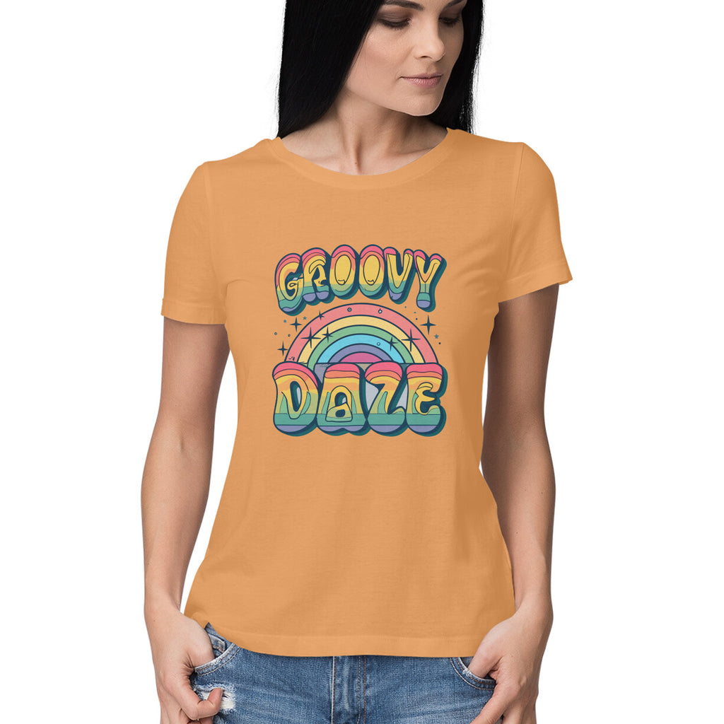 Women's Groovy Daze Graphics Printed T-Shirt