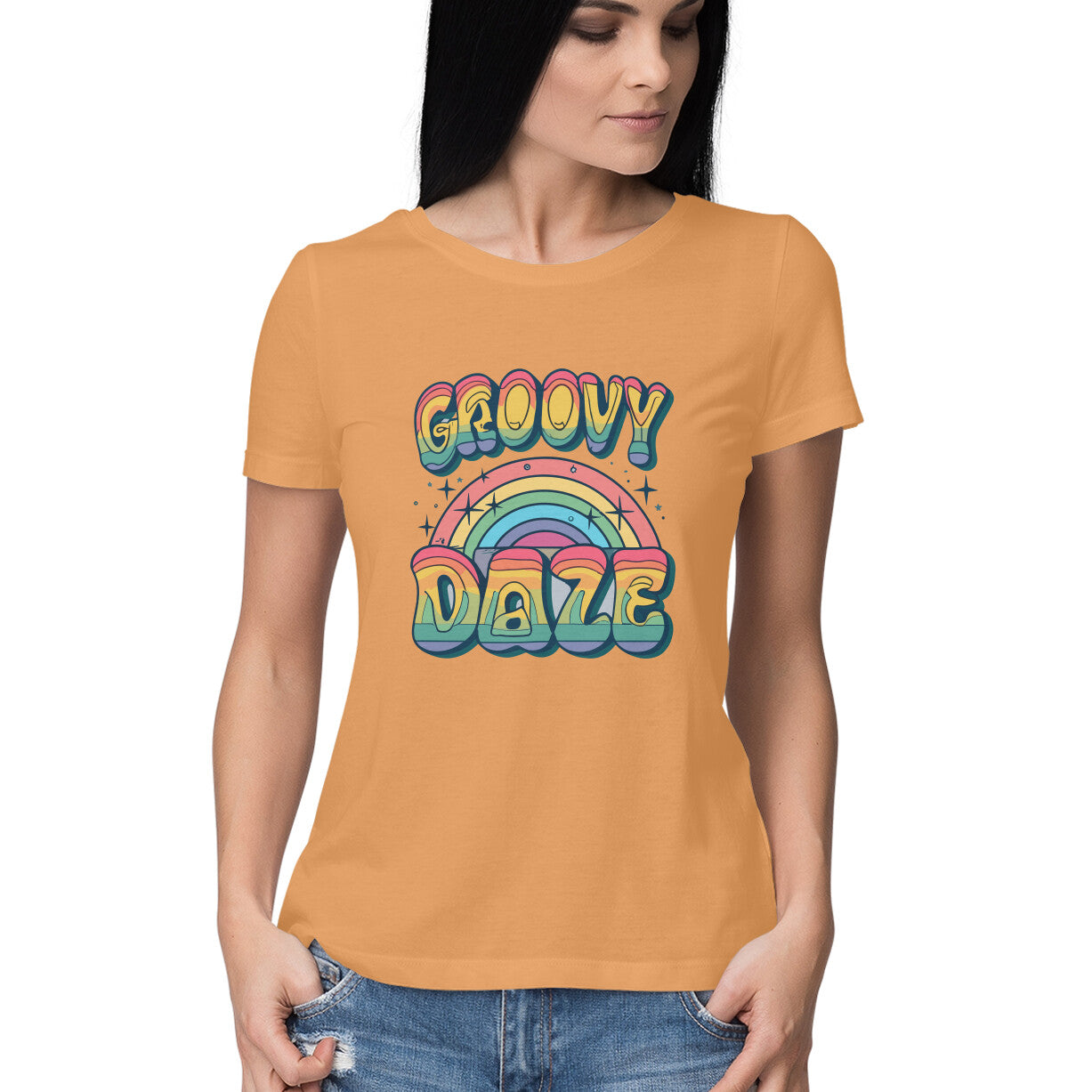 Women's Groovy Daze Graphics Printed T-Shirt