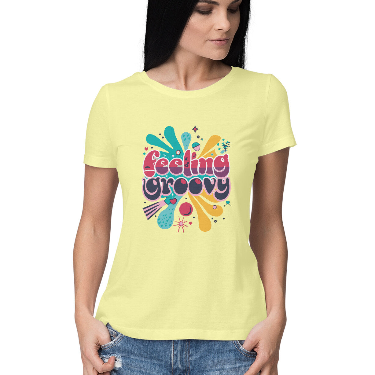 Women's Feeling Groovy Graphics Printed T-Shirt