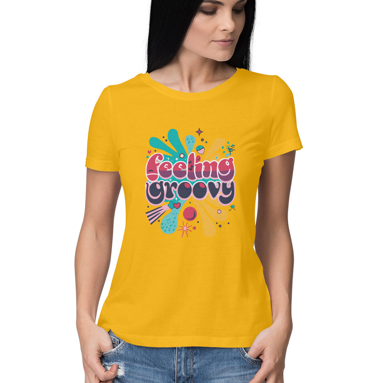 Women's Feeling Groovy Graphics Printed T-Shirt