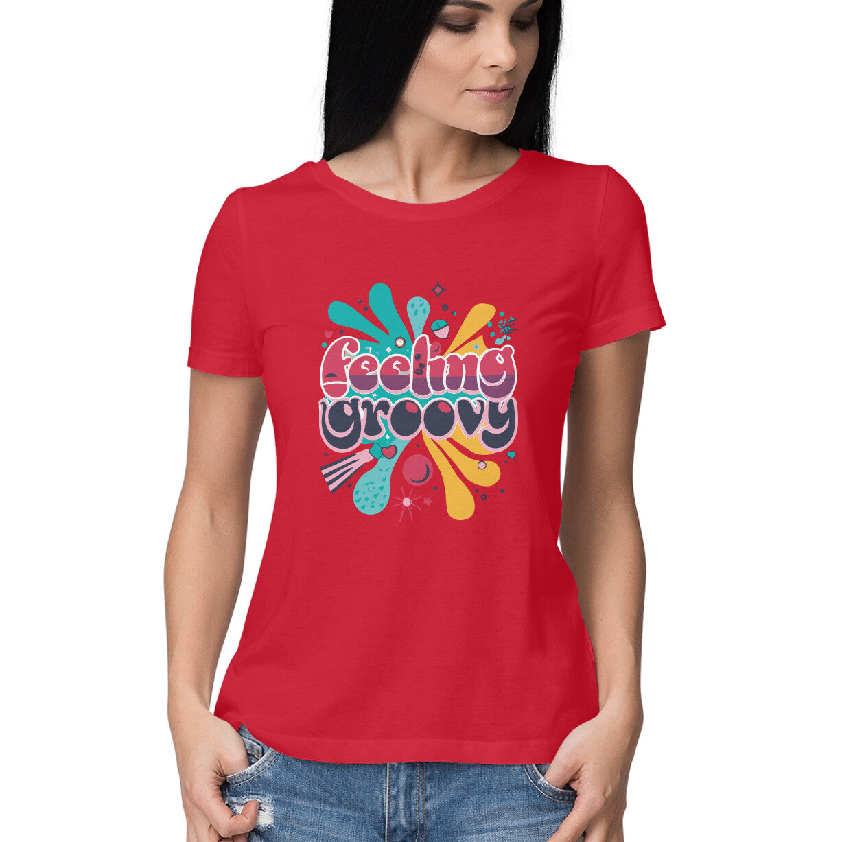 Women's Feeling Groovy Graphics Printed T-Shirt