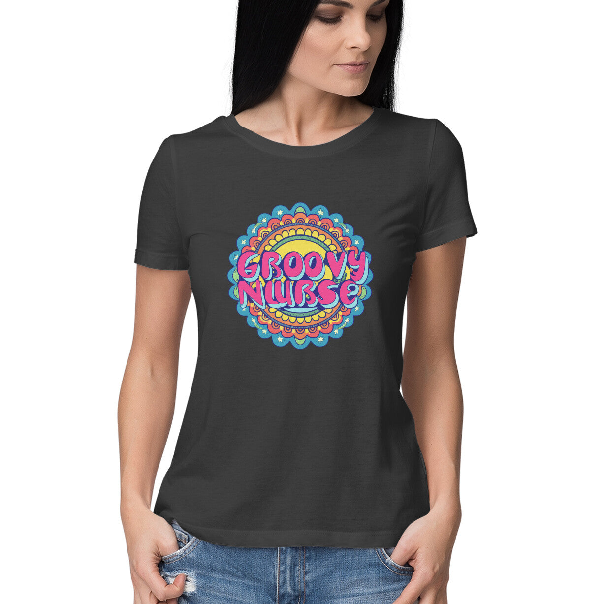 Women's Groovy Graphics Printed T-Shirt Secondary image