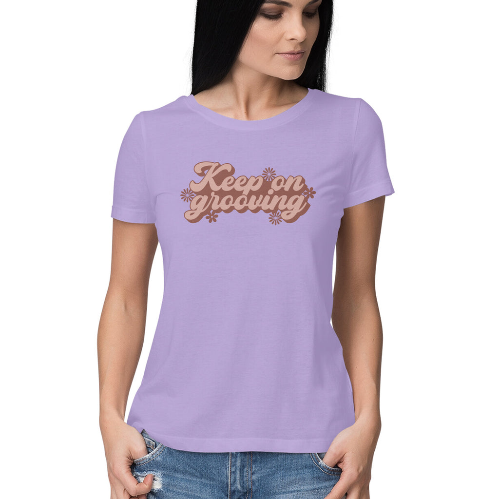 Women's Keep On Grooving Design Printed T-Shirt