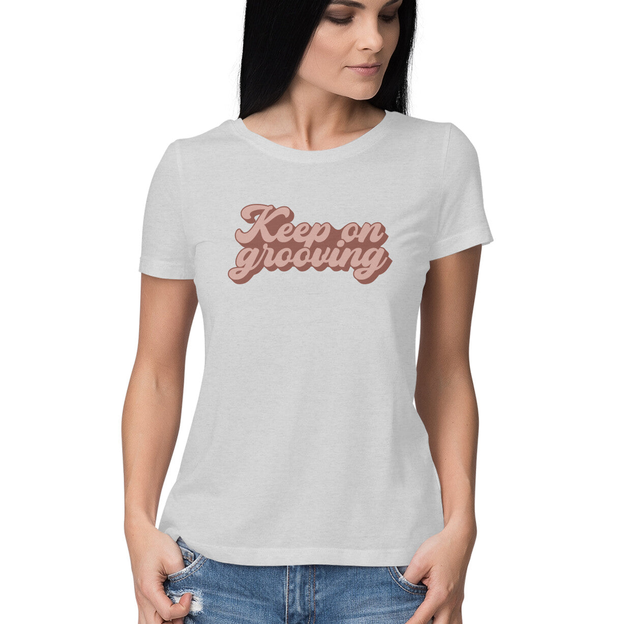 Women's Keep On Grooving Design Printed T-Shirt