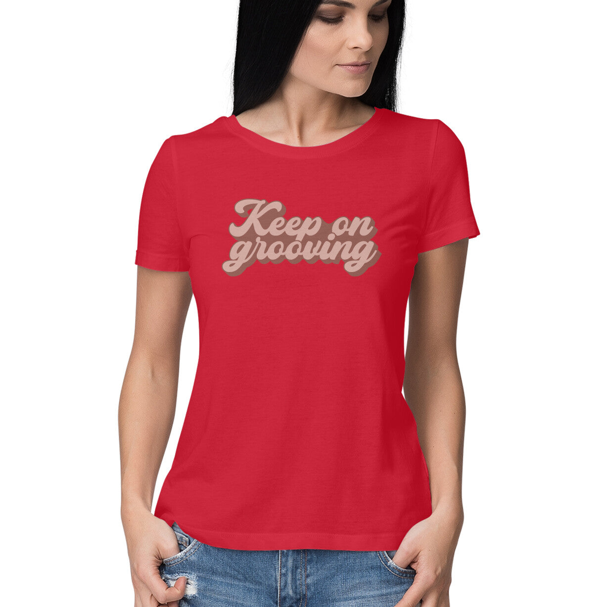Women's Keep On Grooving Design Printed T-Shirt Secondary image
