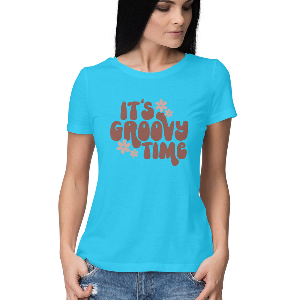 Women's It's Groovy Time Design Printed T-Shirt