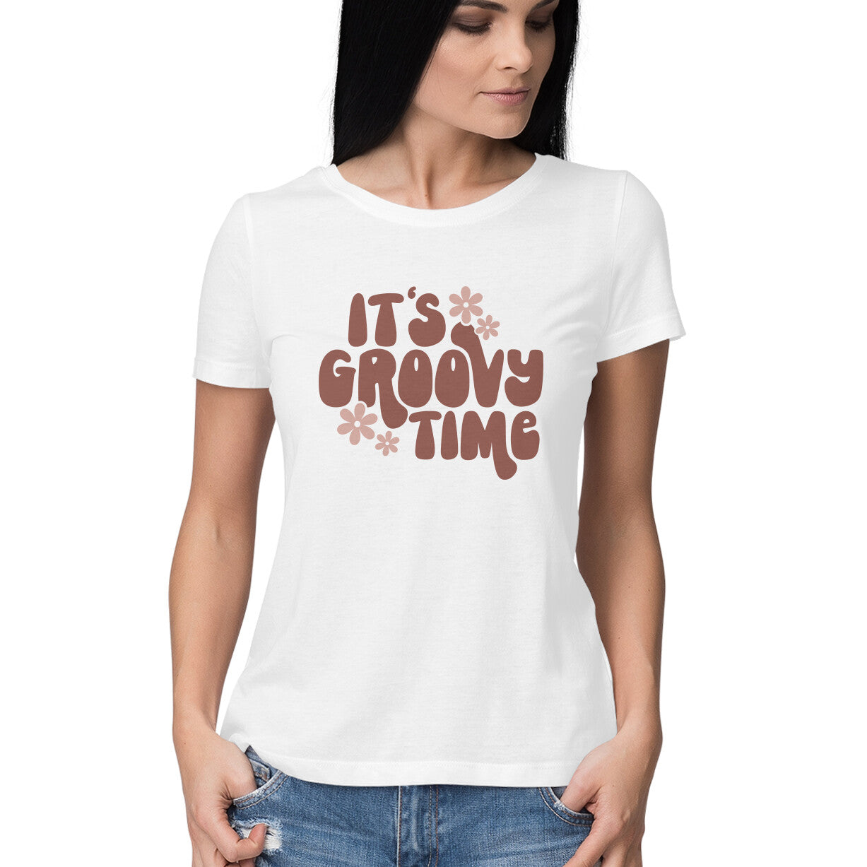 Women's It's Groovy Time Design Printed T-Shirt