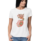 Women's Groovy Christmas Graphics Printed T-Shirt