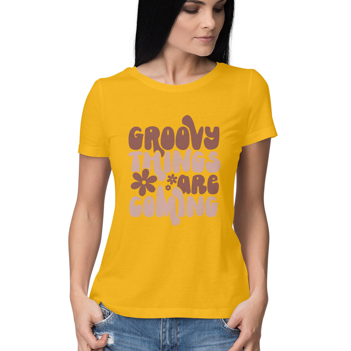 Women's Groovy Things Are Coming Design Printed T-Shirt