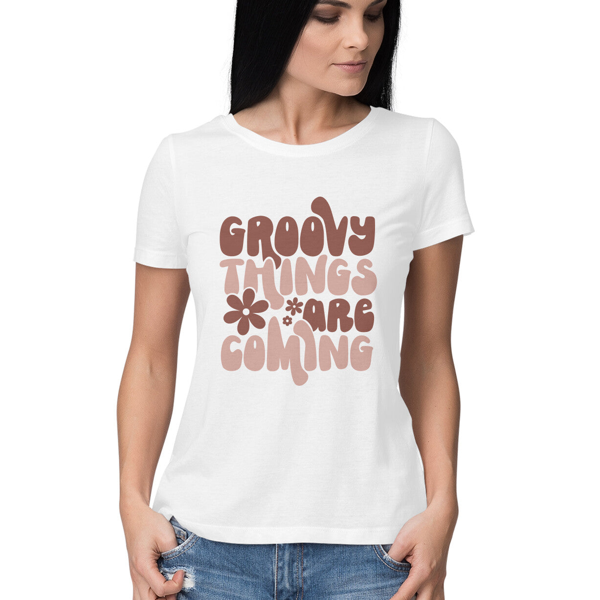 Women's Groovy Things Are Coming Design Printed T-Shirt Secondary image