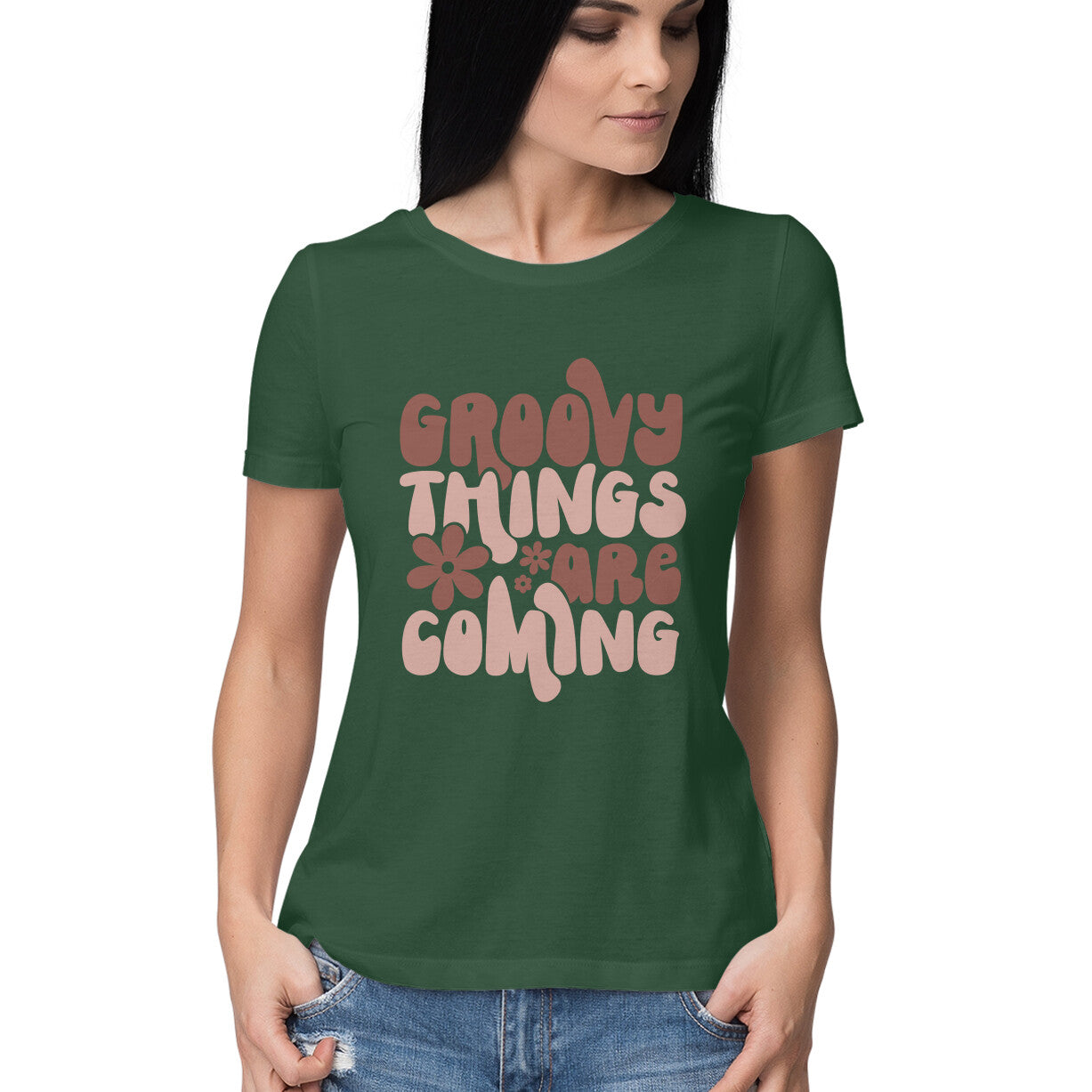 Women's Groovy Things Are Coming Design Printed T-Shirt