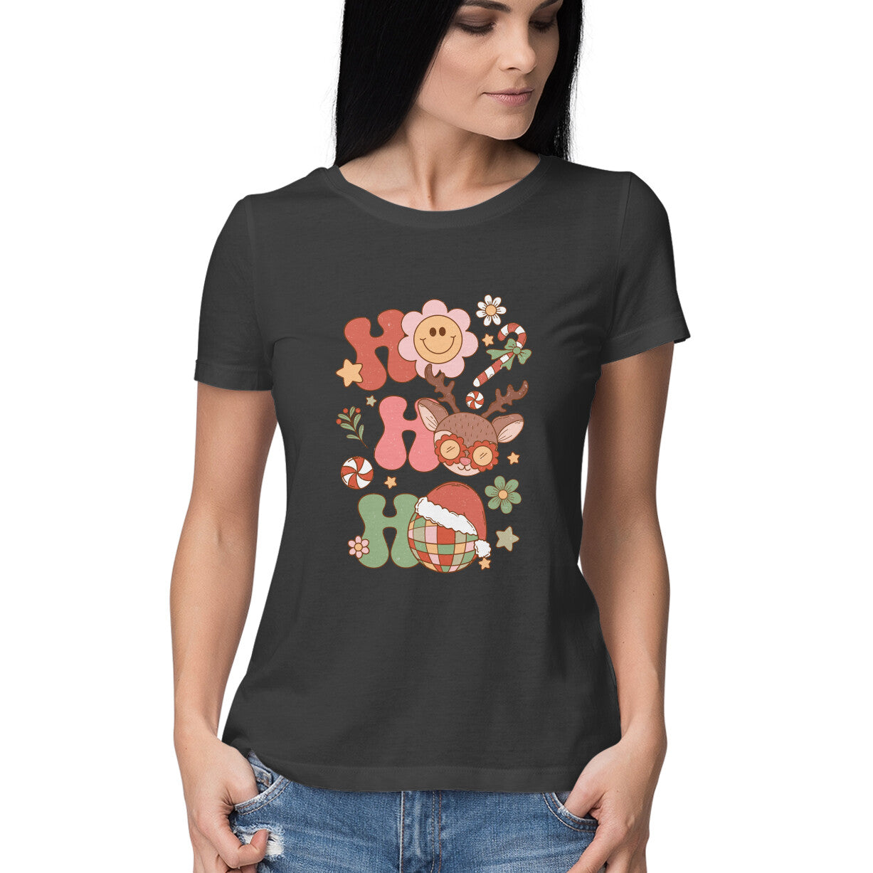 Women's Christmas Graphics Printed T-Shirt Secondary image