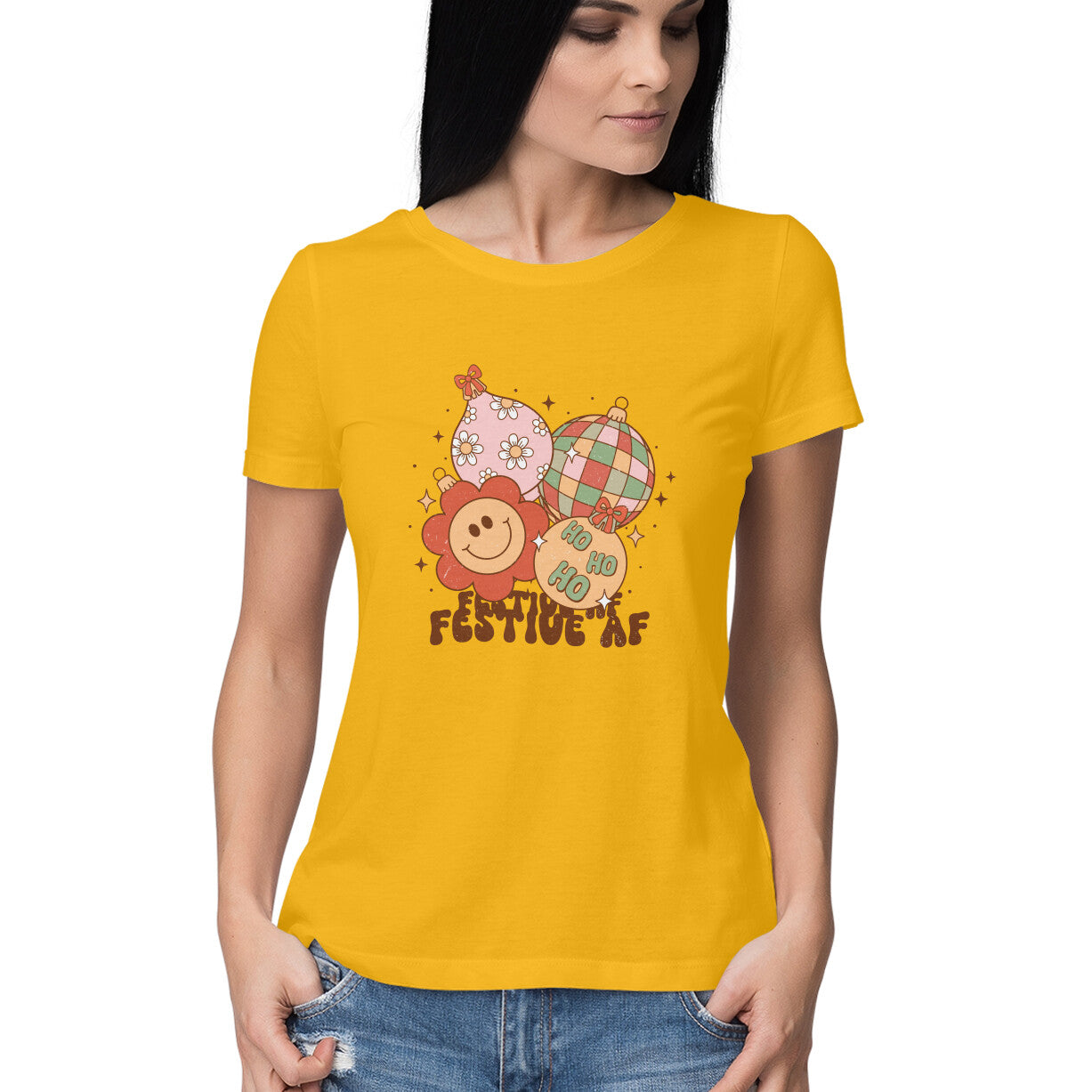 Women's Festive AF Graphics Printed T-Shirt