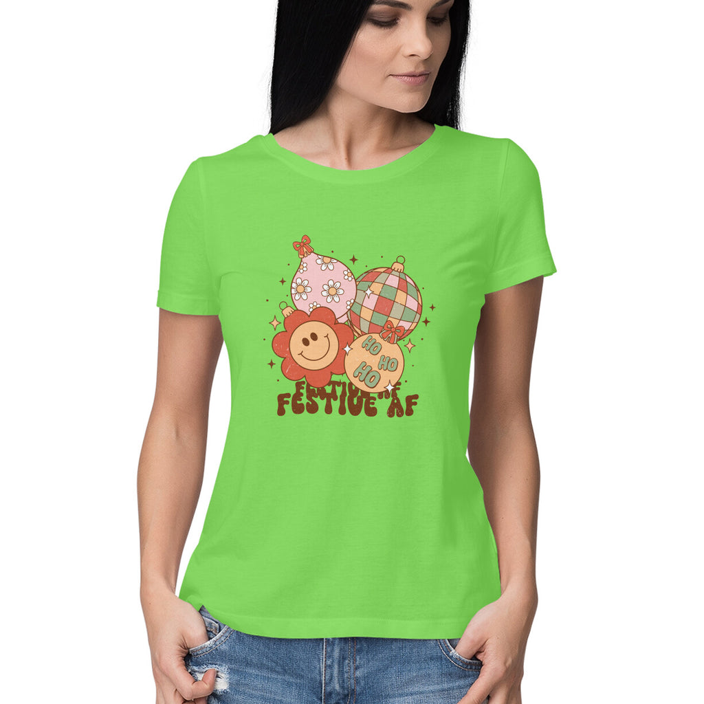 Women's Festive AF Graphics Printed T-Shirt