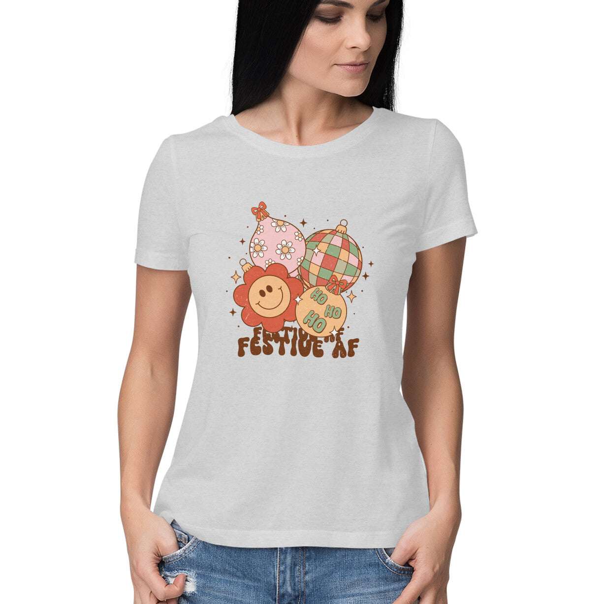 Women's Festive AF Graphics Printed T-Shirt