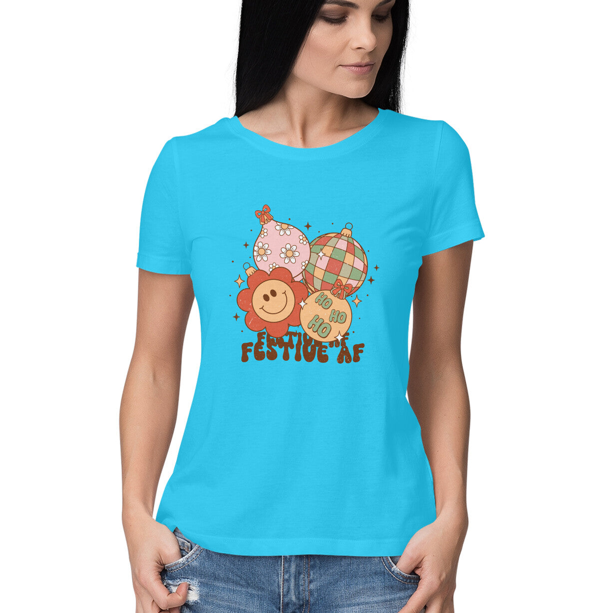 Women's Festive AF Graphics Printed T-Shirt