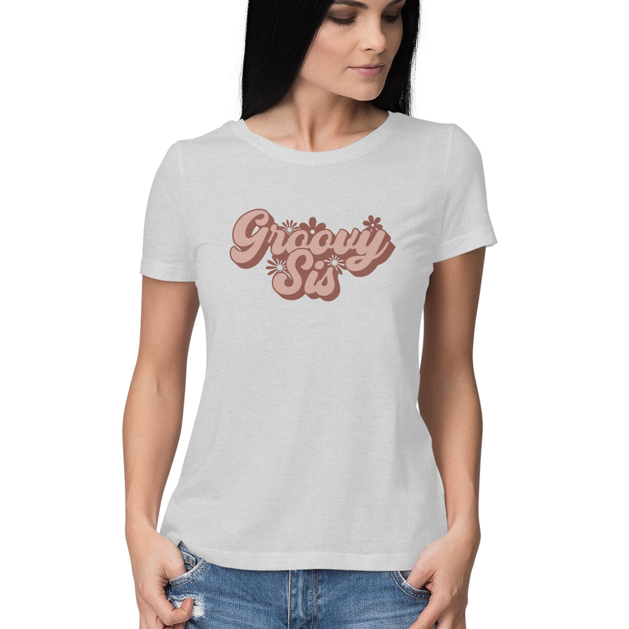 Women's Groovy Sis Design Printed T-Shirt