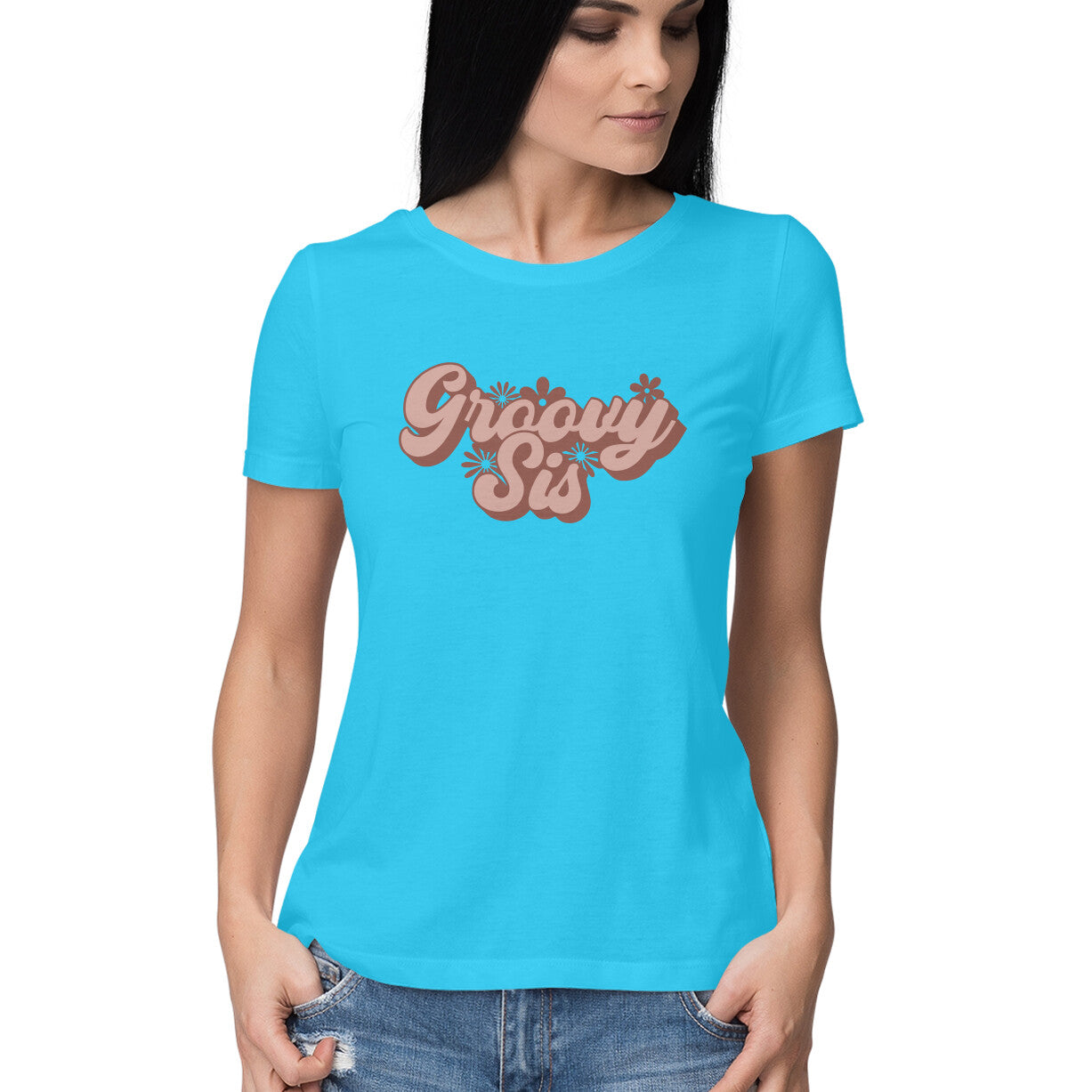 Women's Groovy Sis Design Printed T-Shirt