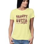 Women's Groovy Never Goes Design Printed T-Shirt