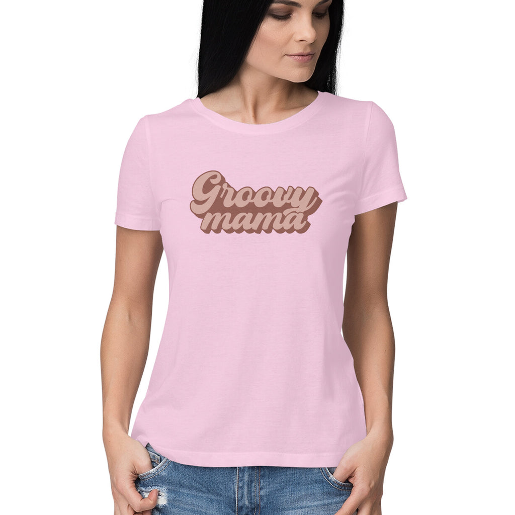 Women's Groovy Mama Design Printed T-Shirt