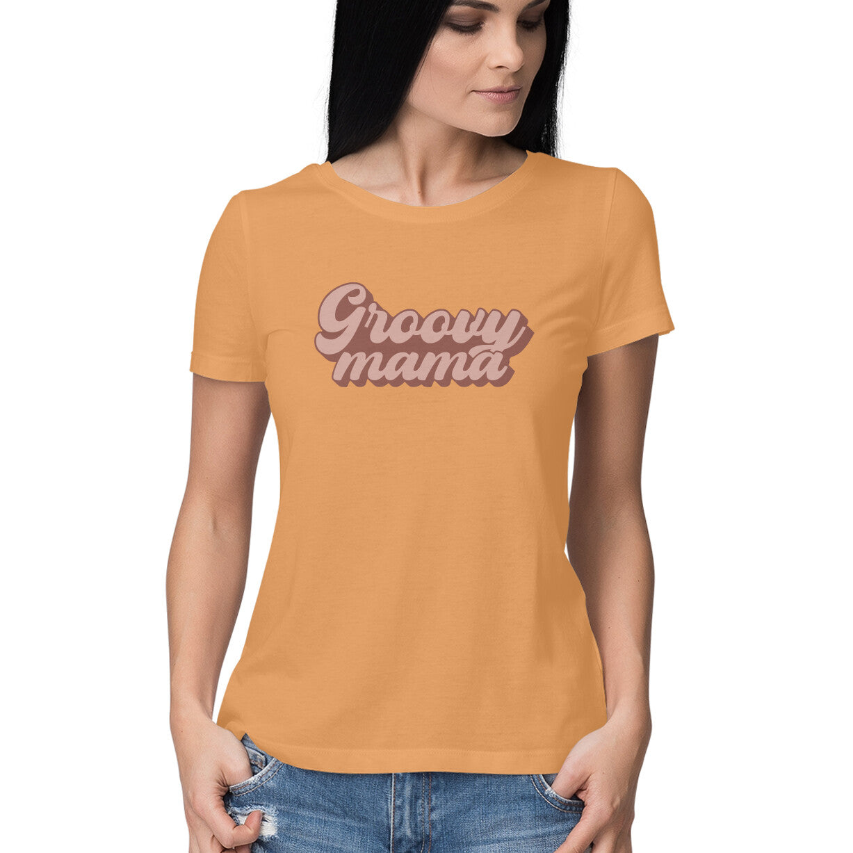 Women's Groovy Mama Design Printed T-Shirt