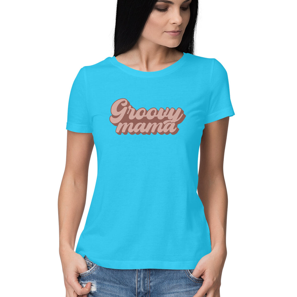 Women's Groovy Mama Design Printed T-Shirt