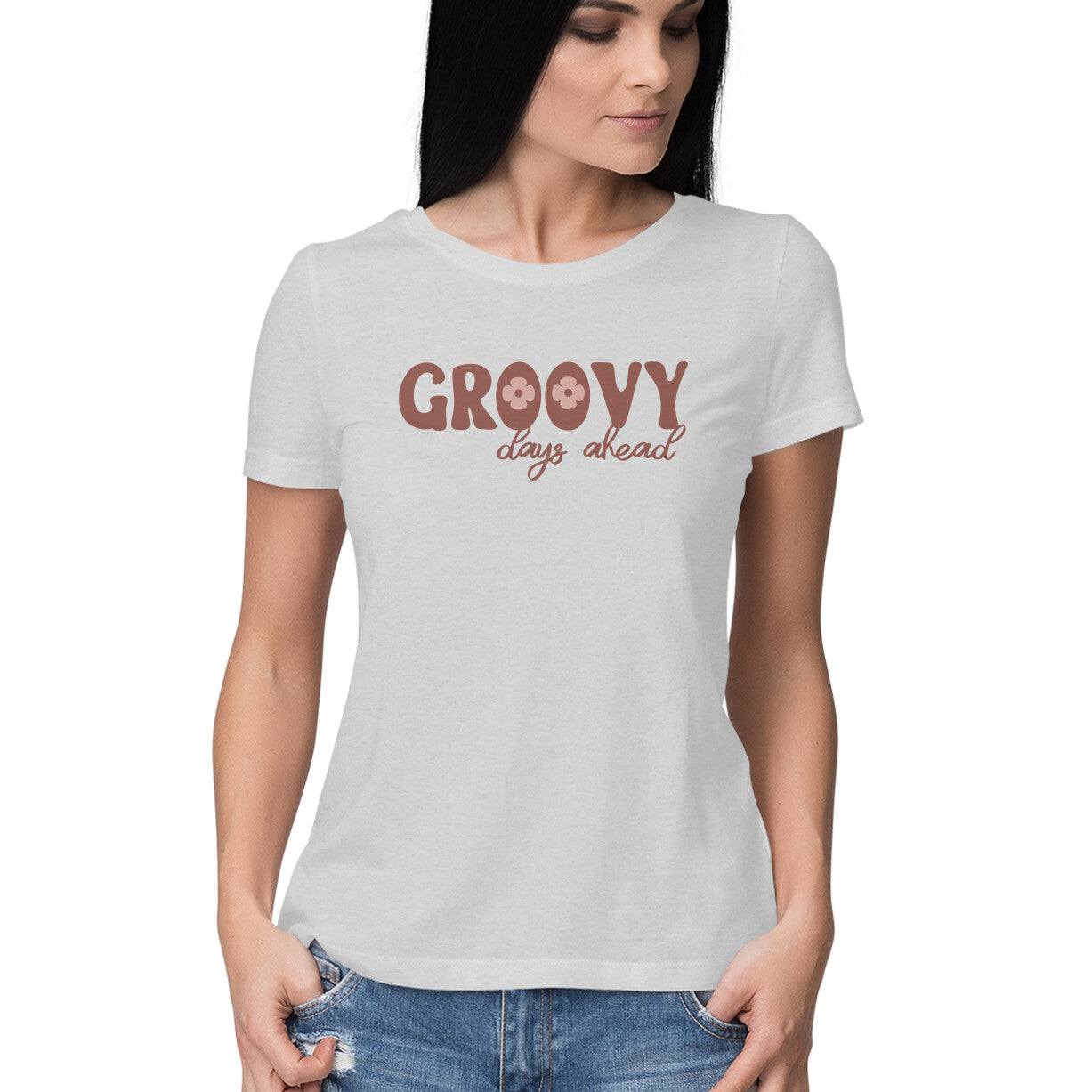 Women's Groovy Days Ahead Design Printed T-Shirt Secondary image