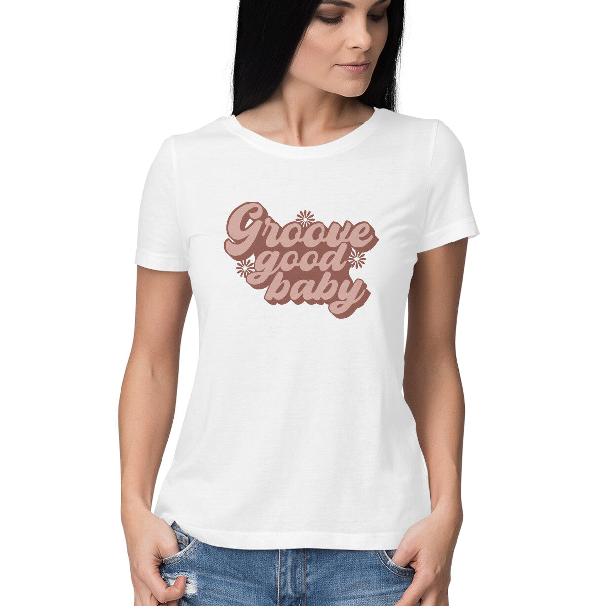 Women's Groove Good Baby Design Printed T-Shirt