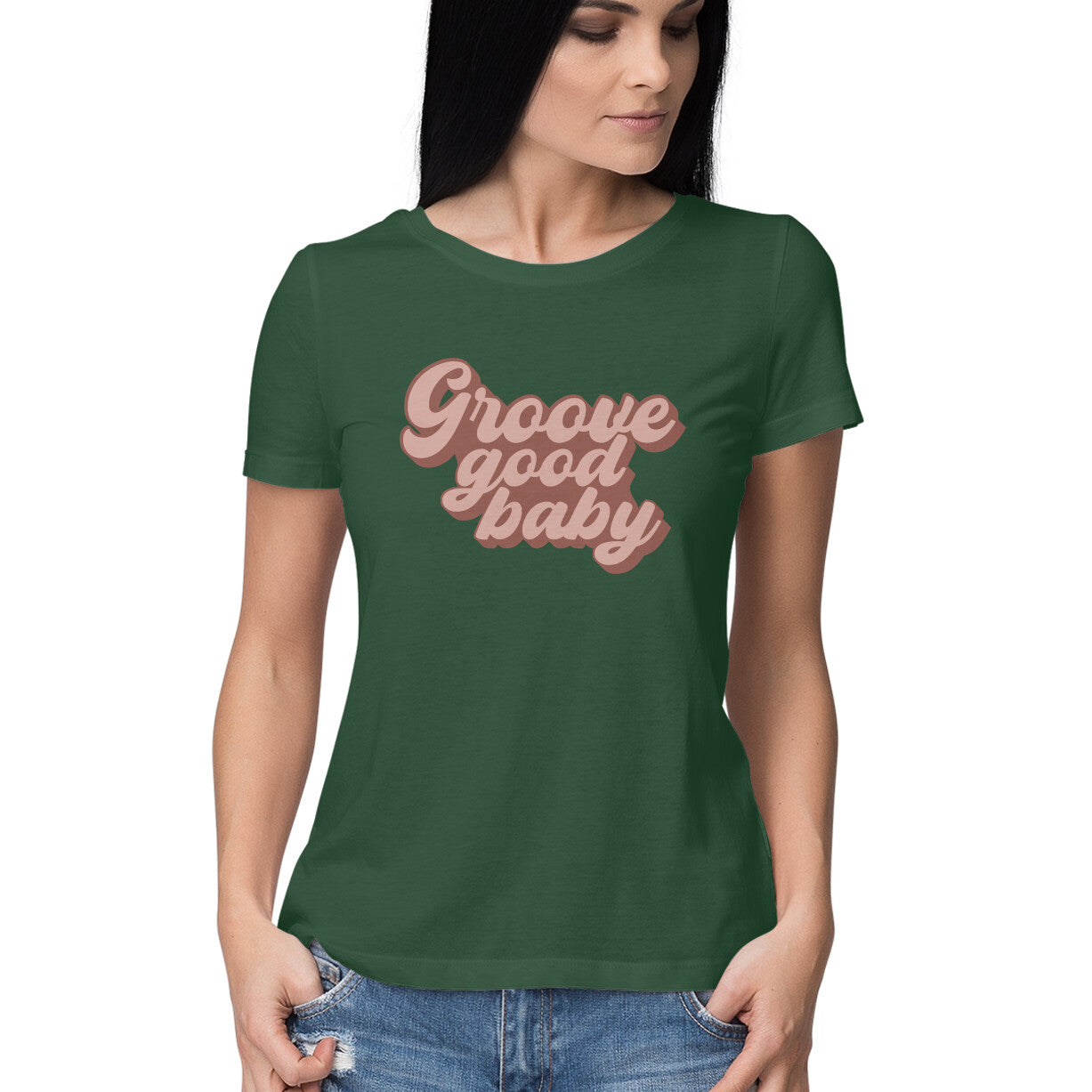 Women's Groove Good Baby Design Printed T-Shirt