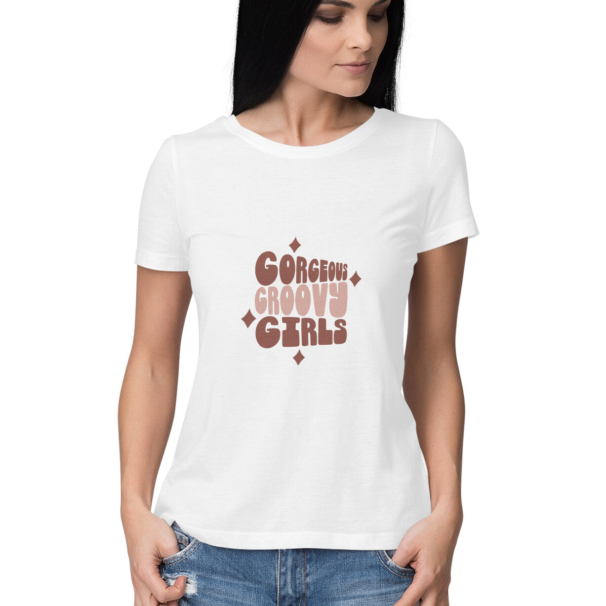 Women's Gorgeous Groovy Girls Design Printed T-Shirt