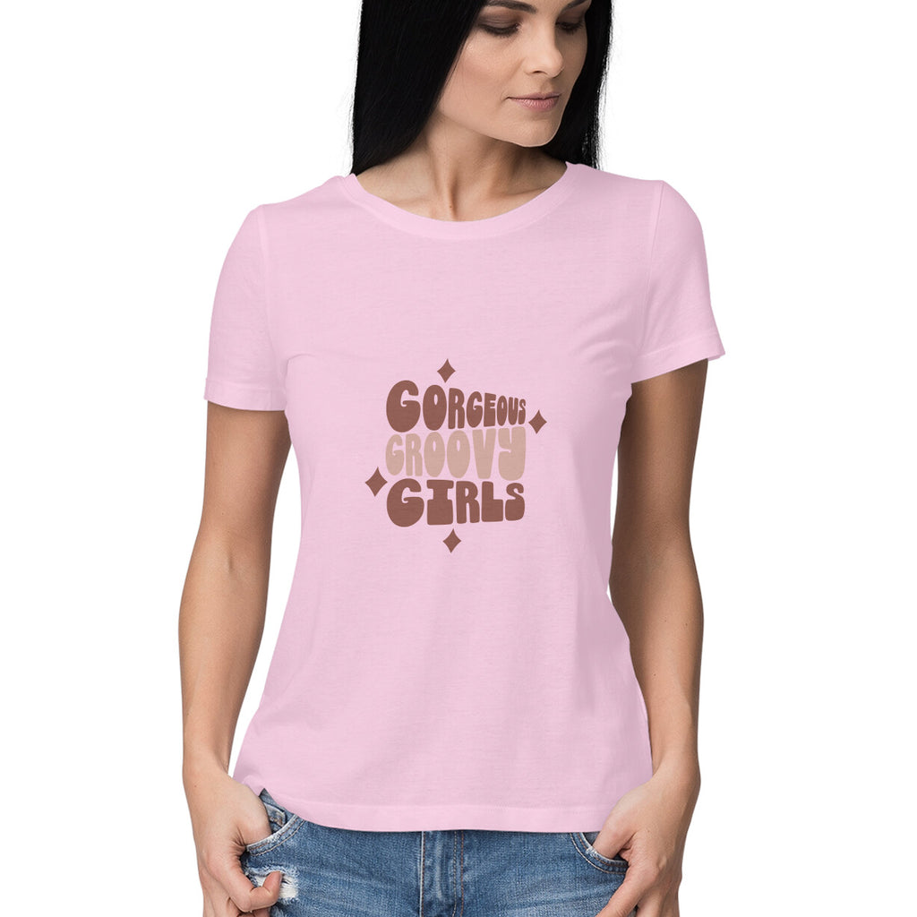 Women's Gorgeous Groovy Girls Design Printed T-Shirt