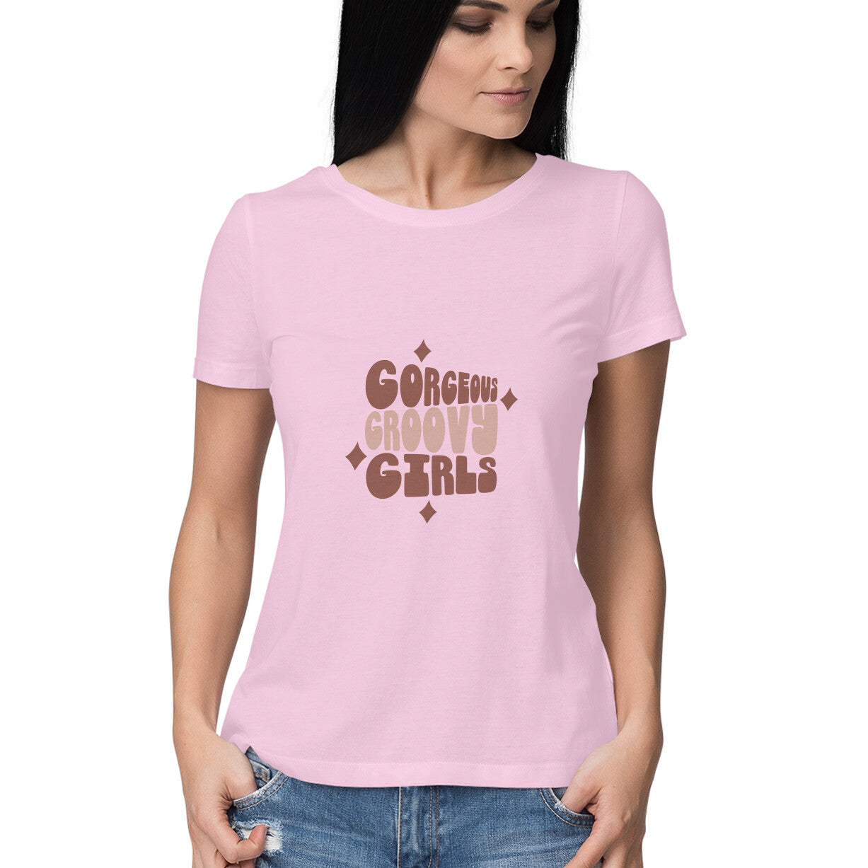 Women's Gorgeous Groovy Girls Design Printed T-Shirt