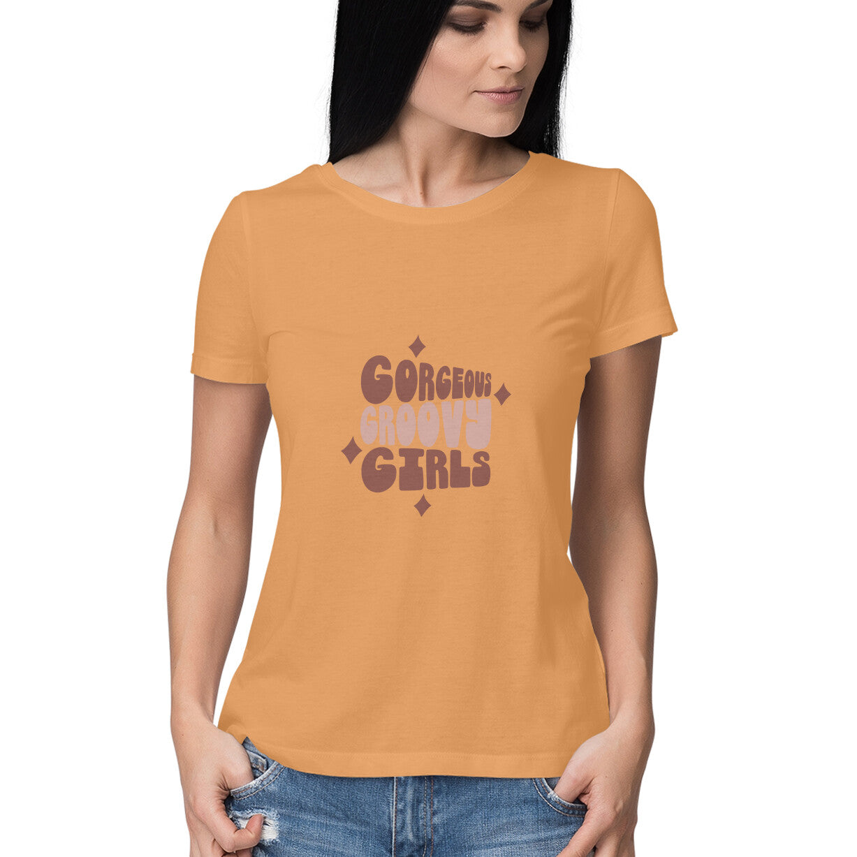Women's Gorgeous Groovy Girls Design Printed T-Shirt