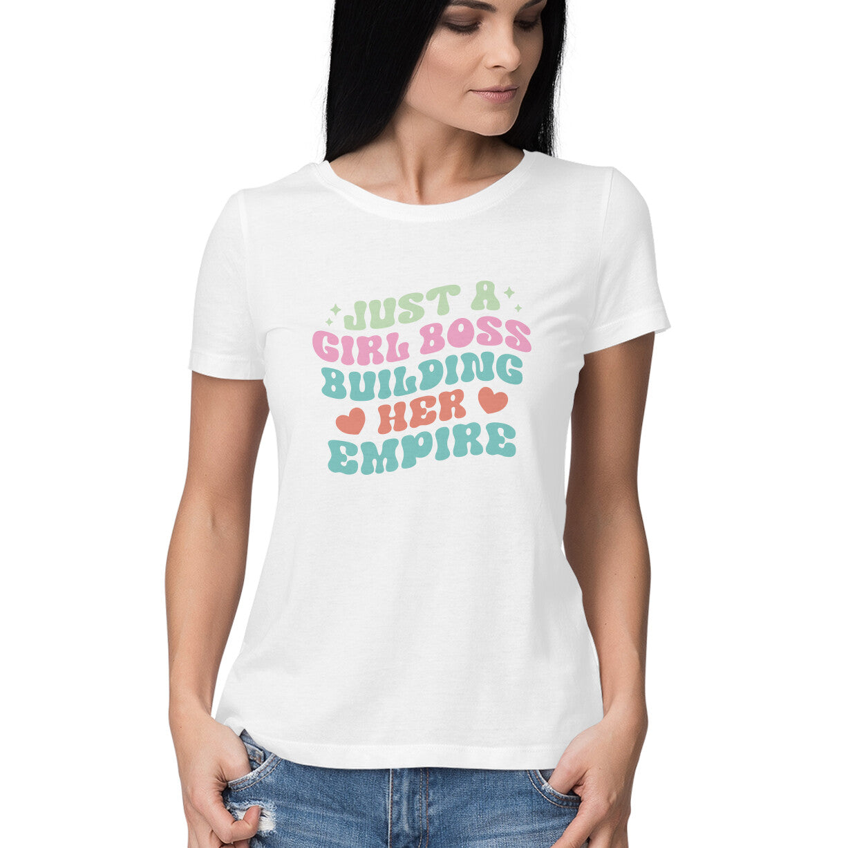 Women's Just A Girl Boss Building Her Empire Design Printed T-Shirt