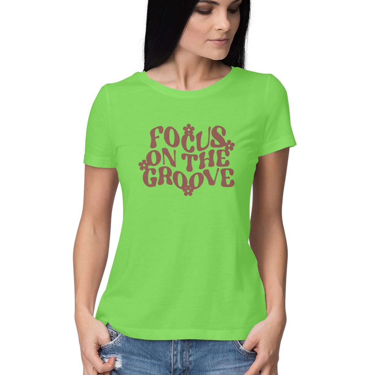 Women's Focus On The Groove Design Printed T-Shirt