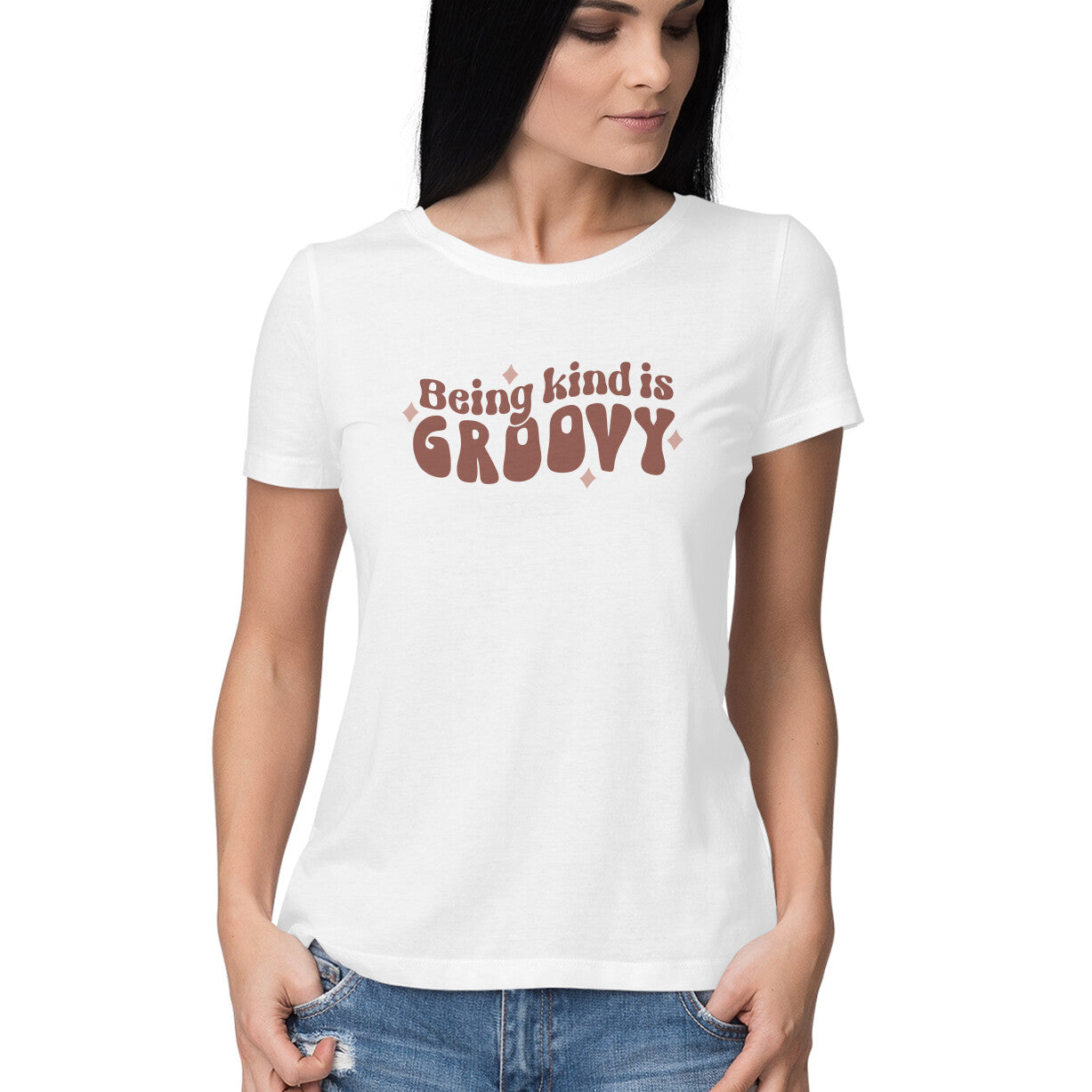 Women's Being Kind Is Groovy Design Printed T-Shirt Secondary image