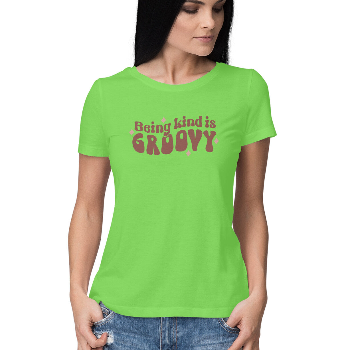 Women's Being Kind Is Groovy Design Printed T-Shirt