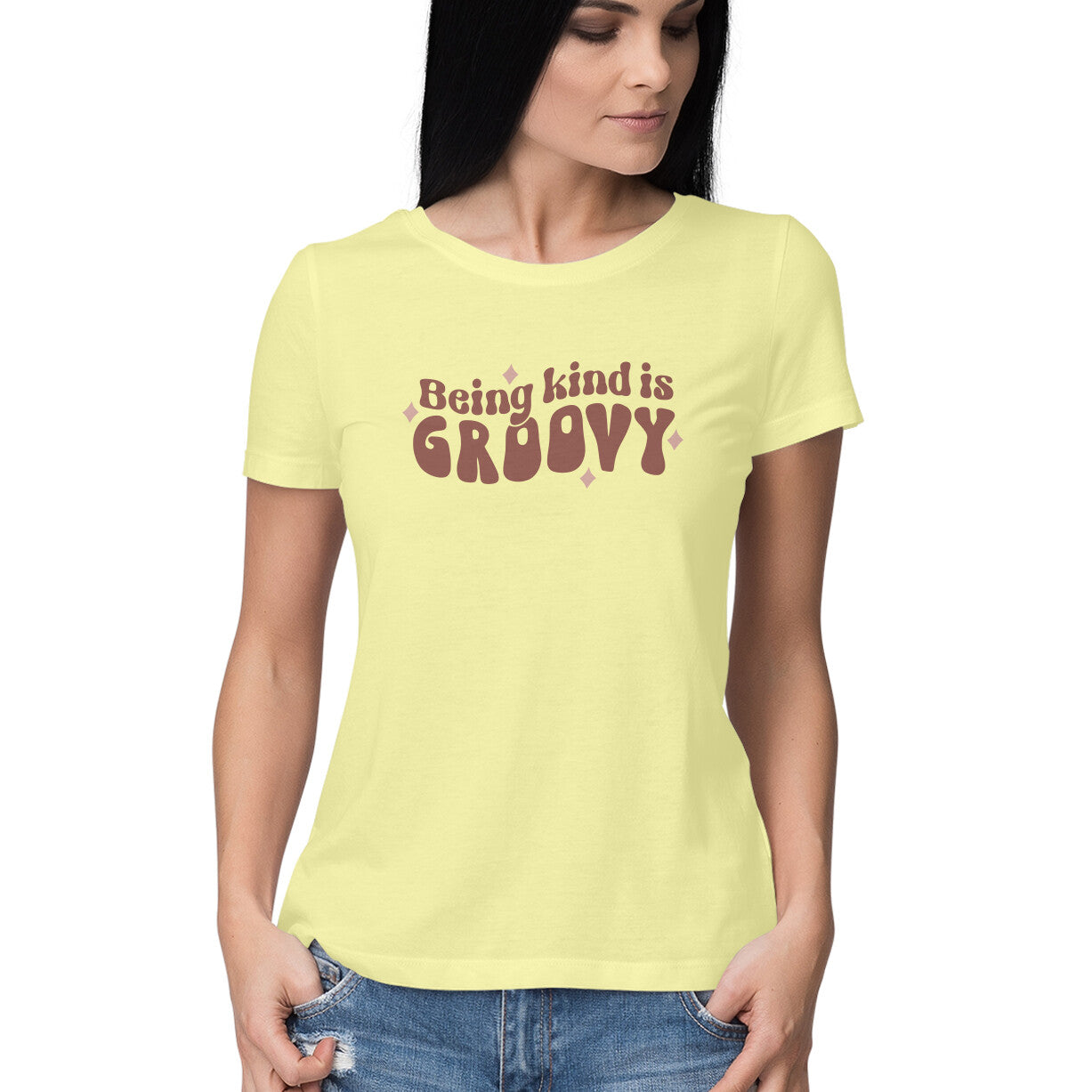 Women's Being Kind Is Groovy Design Printed T-Shirt