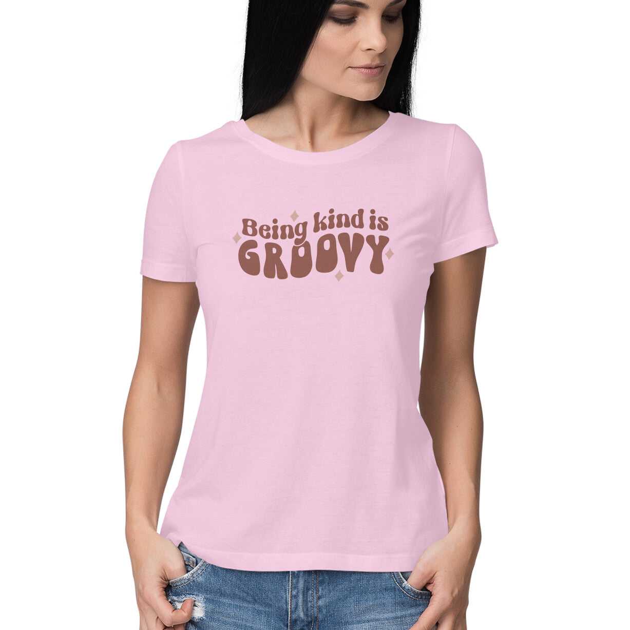 Women's Being Kind Is Groovy Design Printed T-Shirt