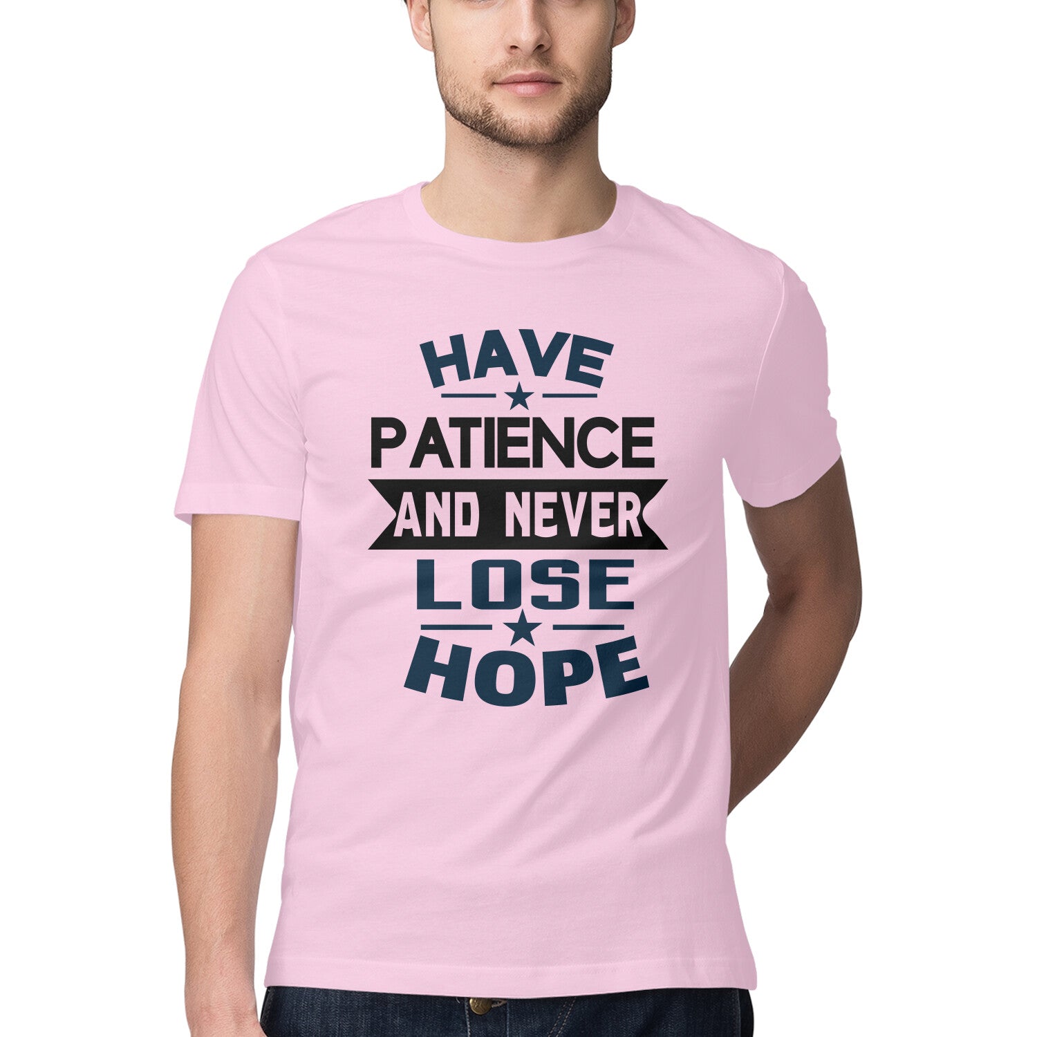 Men's Have Patience And Never Loose Hope Design Printed T-Shirt
